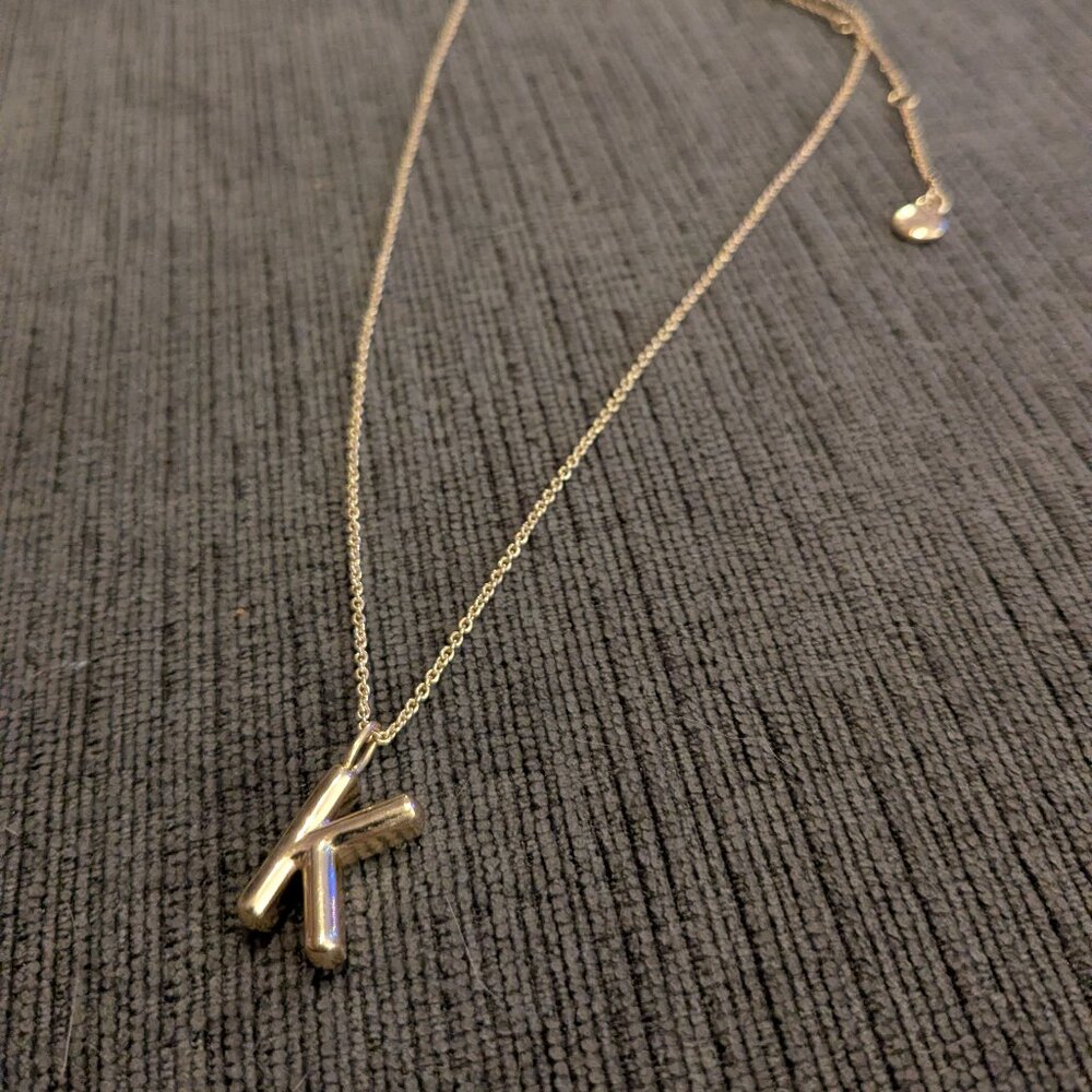 Bauble Bar Classic Gold Initial Necklace "K" - Gold Plated Brass